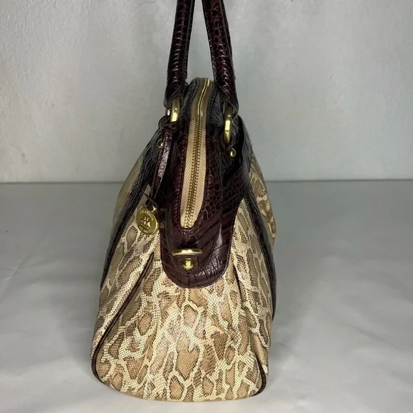 Rare Brahmin Louise Rose Satchel and Wallet Set Snake Croc Embossed Leather - Picture 5 of 15